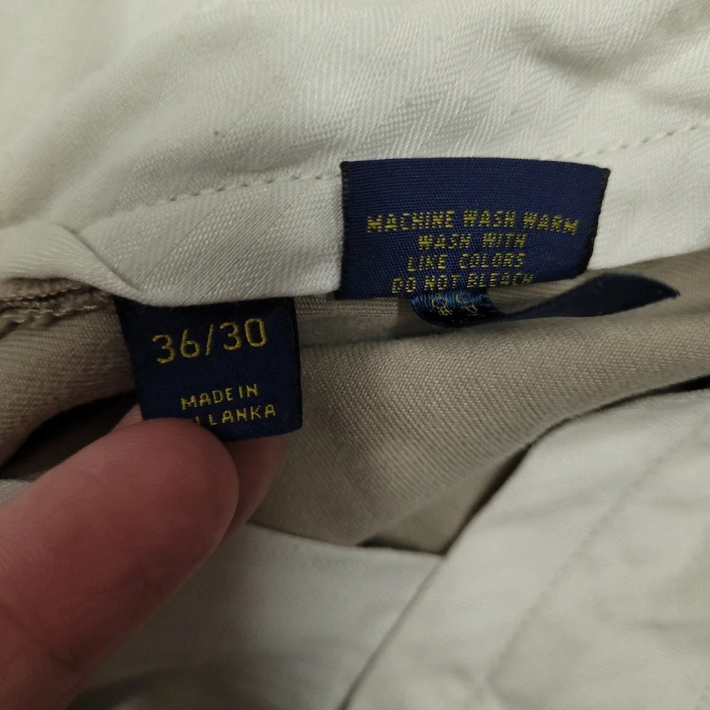 Polo Ralph Lauren Mens 36x30‎ Chino Pants Tan Beige Cotton Flat Front EUC